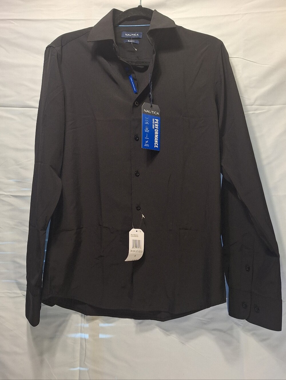 NWT Men's Black Long-Sleeve Nautica Dress Shirt.  Size Small (14-14 1/2, 32/33).